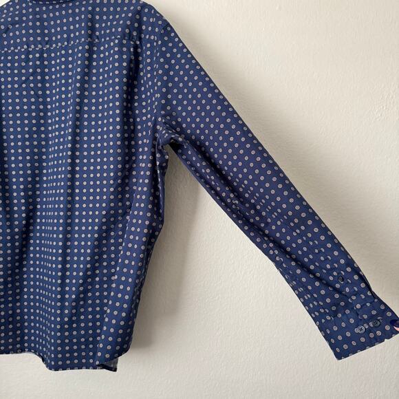 EXPRESS Mens Blue Pattern Dress Shirt Button Up Work Office Club Formal Size XL - Picture 9 of 10